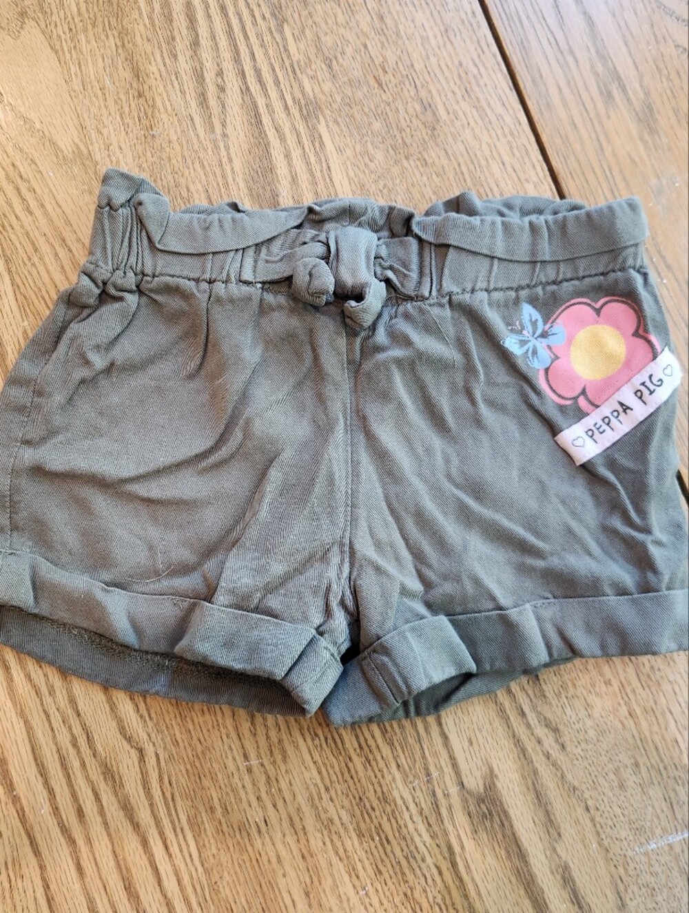 Peppa Pig Olive Green Shorts with Flower Patch
